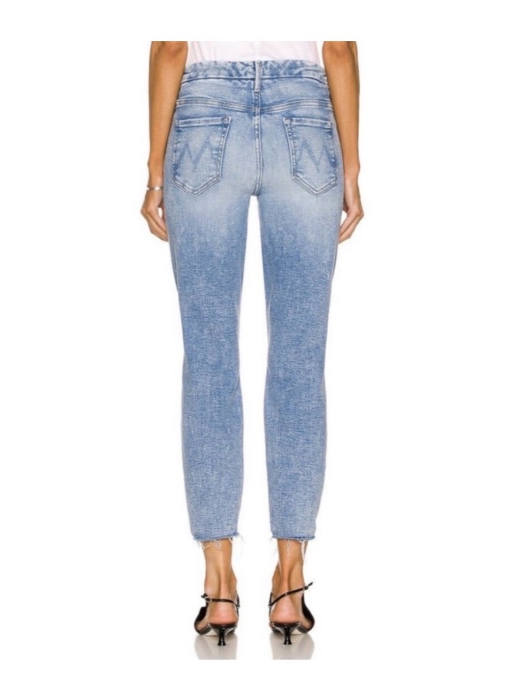 MOTHER High Waisted Looker Ankle Fray Jeans Deep Breaths size 28